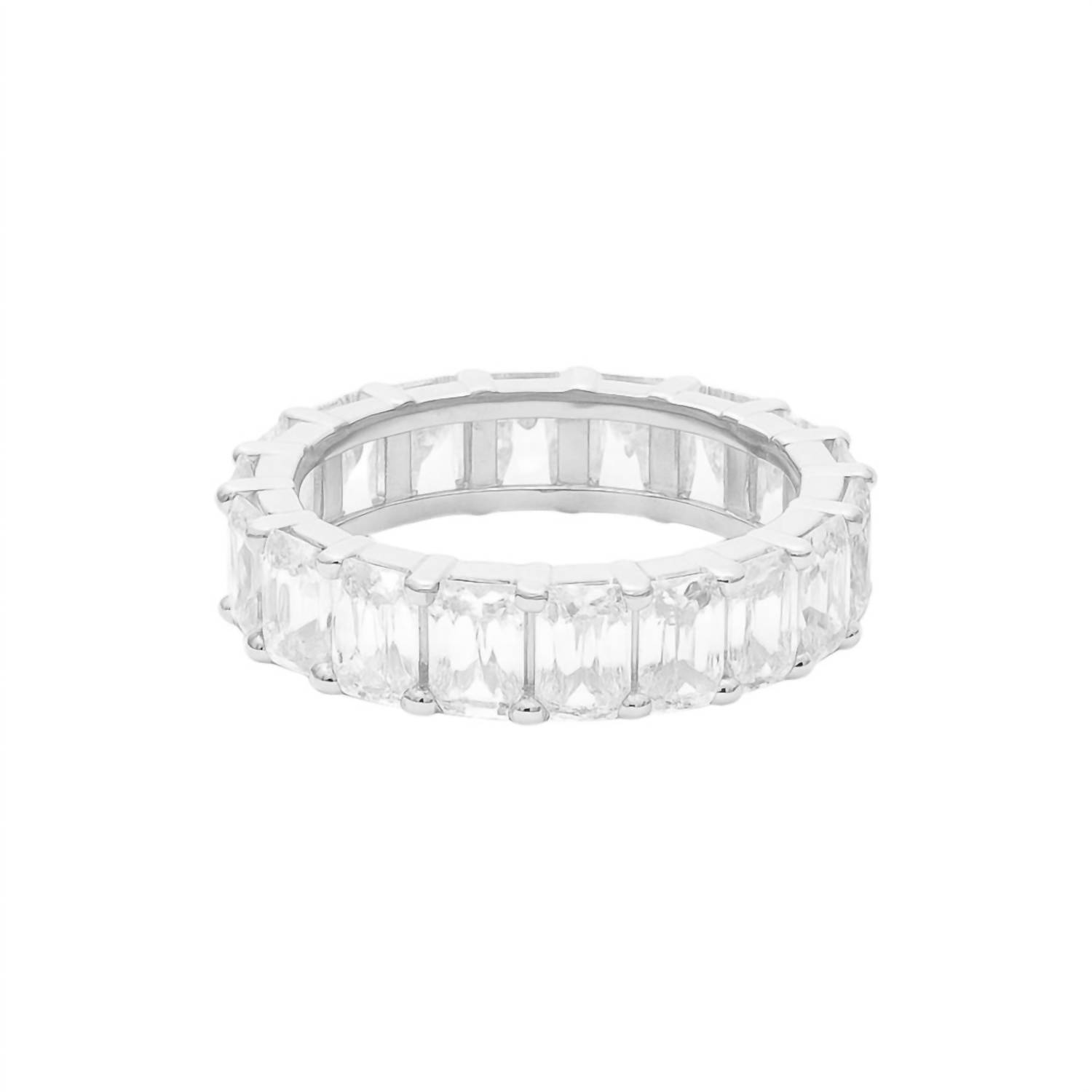 New Allyanna Gifts Women's Radiant Cut Moissanite Thick Eternity Band In Silver